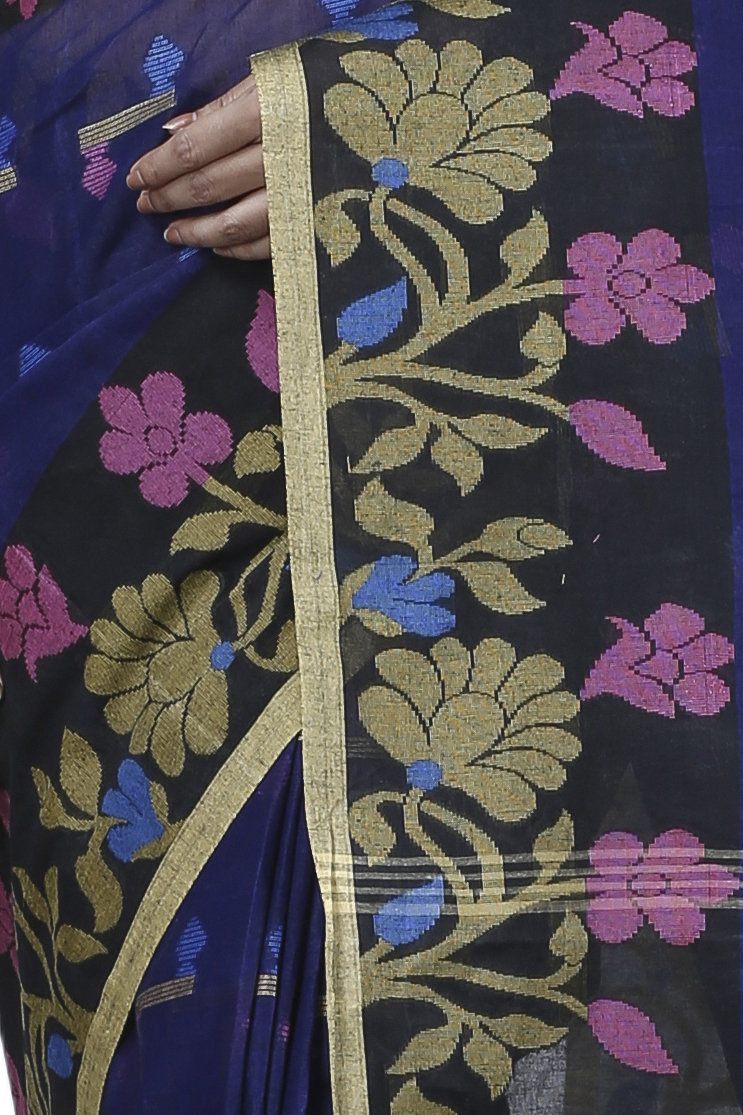 Blue Pure Cotton Urva Tant Saree (1230)